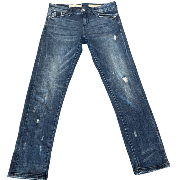 Anthropologie Pilcro Women’s Jeans 26 Mid Rise Slim Boyfriend Distressed Blue - Picture 1 of 12